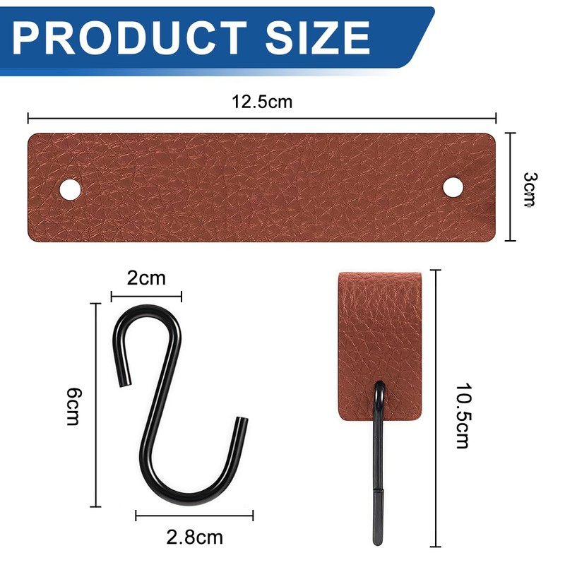 Drenky S Hooks with Leather Loop - Metal Hooks No