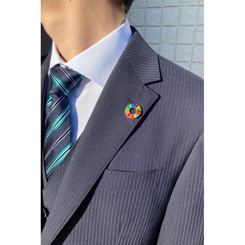 SDGs Badge, 0.8 inch (20 mm) Diameter, Smaller, Gold Cloisonne,