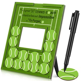 Yuntau Tennis Frame Coach Gift with Wood Chips Signature Pen Graduation Coach Frame Tennis Plate Plaque for Thank You Gift Sports Teacher