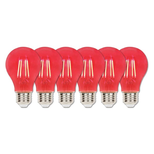 Westinghouse 5126020 4.5 (40-Watt Equivalent) A19 Dimmable Filament Medium Base (6 Pack) LED Light Bulb, Red Six Pack