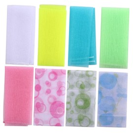 MERRYHAPY 8 Pack Loofah Towel Exfoliating Back-scrubber Towel for Body Cleaning Nylon Rubbing Spa Towel Set Bath Wash Towel Mix Colors
