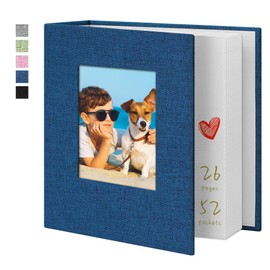 Yopih Photo Album 4x6 52 Pockets Photo Albums with Linen Cover Picture Albums for Family, Wedding, Baby, Photo Book Holds Vertical Pictures Blue