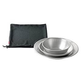 【Amazon.co.jp Exclusive】 CAPTAIN STAG UY-7036 Silver 18-8 Stainless Steel Tableware Set with Bowl, Plate, Curry Dish, and Storage Bag Made in Japan, Made in Japan 5.51×1.97 inches (140×50 mm)