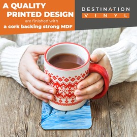 Great Coasters (Set of 2) Square/Glossy Quality Coasters/Tabletop Protection for Any Table Type - Swimming Dolphins Ocean Sea Creature #8434