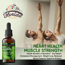 FLORIDA HERBS Spirulina Tincture, Organic Spirulina Extract (Arthrospira Platensis) Herbal Supplement, Non-GMO in Cold-Pressed Organic Vegetable Glycerin, 700 mg, 2 oz (60 ml)