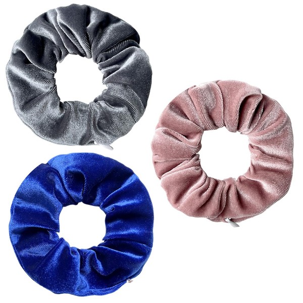 WERIGONI Pack of 3 Women's Hair Bobbles with Zip, Elastic