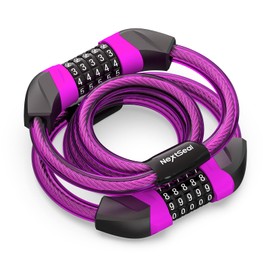 NextSeal Scooter Lock, 5-Digit Combination Bicycle Lock, Cadenas Trotinette Electrique, 105CM/12MM Dual Cable Locks, Anti-Theft Bike Lock for E-Scooter, Bicycle, Mountain Bike (Magenta)