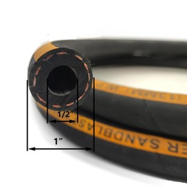 Sandblast Hose 1/2" ID x 1" OD, 15 ft Long Heavy-Duty Rubber Hose for Sandblasting