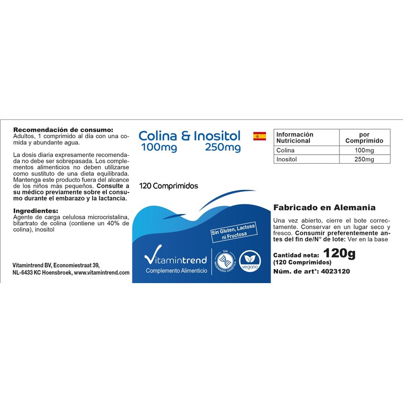 Cholin & Inositol - mit 100mg Cholin und 250mg Inositol