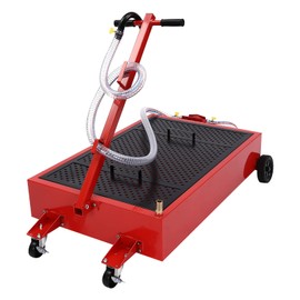 Undercat Low Profile Oil Drain Pan, 20 Gallon Oil Drain Tank with Hand Pump & 7.2ft Hose T Folding Handle Large Capacity Oil Change Pan Rolling Oil Drain Cart for Trucks, SUVs, RVs