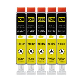 5 XXL Printer Cartridges Compatible with CLI-526 Y Yellow for Canon PIXMA IP4850 IP4950 IX6550 MG5150 MG5250 MG5350 MG6150 MG6250 MG8150 MG8250 MX715 MX885 MX89 5