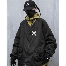 Niepce Inc Japanese Streetwear Cyberpunk Zip Up Mens Jacket (as1, alpha, l, regular, regular, Black1, Large)