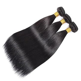 Tuheerst Real Hair Wefts Human Hair Bundles Natural Black Human Hair Extensions Real Hair Double Weft Straight Human Hair Extensions 3 Bundles Remy Hair for Woman 18 18 18 Inches