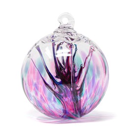 Luke Adams Glass | 4" Large Glass Tree of Life | Handmade Ornament | Hanging Garden Gazing Ball | Indoor Outdoor Home Décor | (Pink Violet Teal)