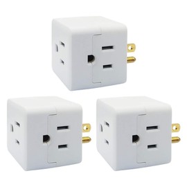 Uninex PS36 3-Outlet Grounded Plug Cube Taps, Extra-Wide Adapter Spaced, Easy Access, Compact, ETL Listed, 3-Pack