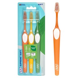 Cepillo de dientes TePe Supreme, Suave, 3 ud., eliminación de placa, limpieza eficiente con filamentos en dos niveles, cepillo de dientes de cerdas suaves