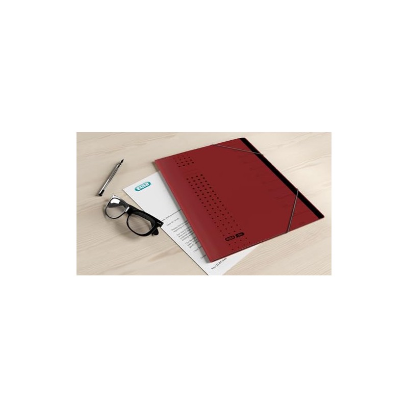 Elba Chic Folder A4 Cardboard 12 Compartments Bordeaux