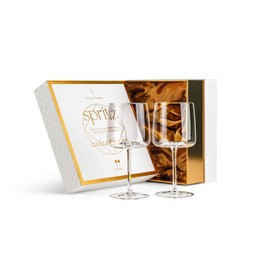 Crystal Aperol Spritz Cocktail Glasses | Set of 2 | 15 oz Long Stemmed Goblets for Drinking Limoncello, Campari and Hugo Spritz | Elegant Glassware for Spritzer Drinks