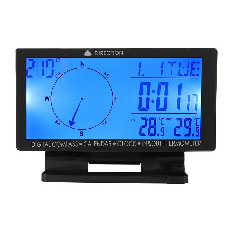 CD60 Multifunctional Digital Car Automobile Thermometer Gauge with Time Navigation