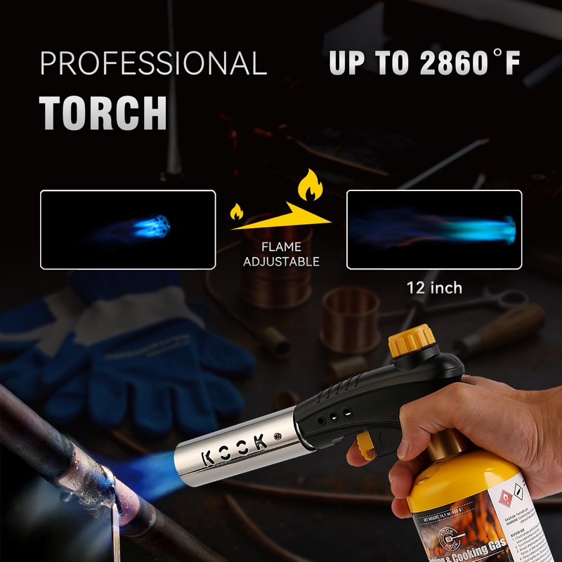 KOOKCOOK Propane Torch Head Kit with 2x MAPP Gas Tank,4-Flame