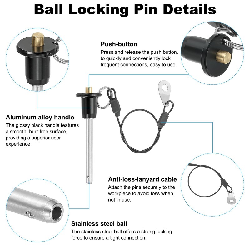 PATIKIL Quick Release Pin 3/16" x 1.57" Ball Lock Pin