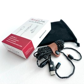 SonicLink DAC Cable by Kontinum - USB Type C with Microphone, 2-pin Earphone connectors, 48" Soft Touch Black Cable, 384KHz/32bit Sampling Rate for Quality Sound