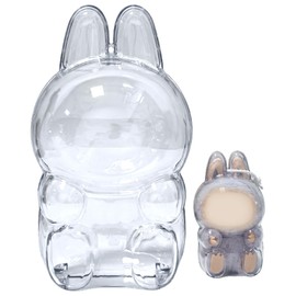 Anzir Protective Case for LAfufu The Monsters Have a Seat, Display Box Hard Case Accessories Cover with Silicone Strap White - Sitting, Clear (No Doll, 17cm)