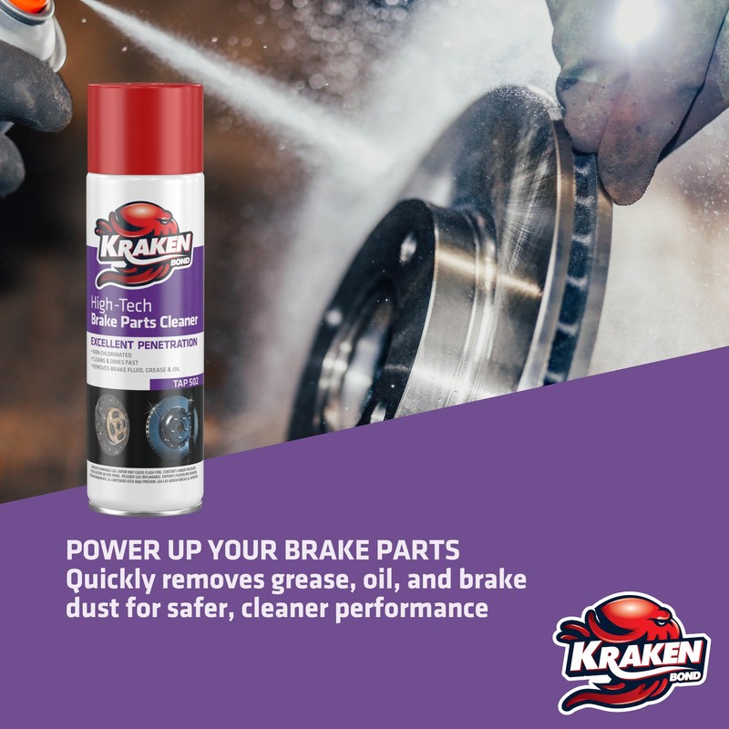 KRAKEN BOND Non-Chlorinated Brake Parts Cleaner Spray, Instant Removal, Fast