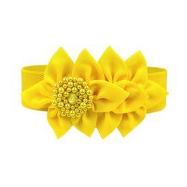 Anevous Women's Elastic Belt, 6 cm Wide Waist Belt with Flower, Fashion and Cute Waist Belt, Large Flower Waist Belt, Adjustable Women's Belt for Women Dress, 62 cm, yellow