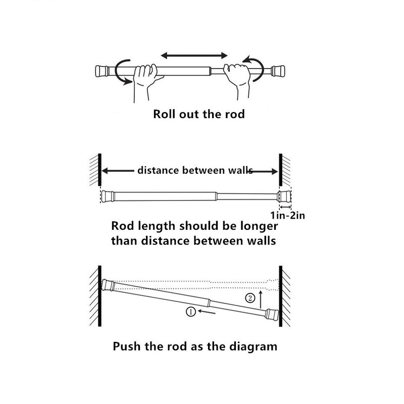 Tension Rods, 2 Pack 28-48 Inches Adjustable Spring Steel Cupboard