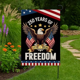 WENWELL America 250 Garden Flag,USA 250th years Anniversary Patriotic Banner Double-Sided with Eagle Design, 1776-2026 Commemorative, 12 x 18 Inch