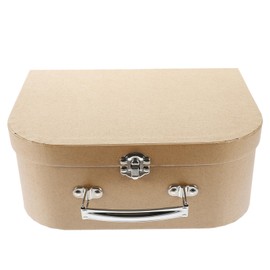 Operitacx Paperboard Suitcase Box, Kraft Paper Lockable Box with handle, paperboard Box for Storage Themed Party, 10.02x7.47x3.93in