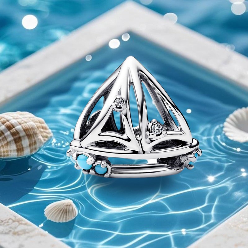 Annmors Sailboat Charm for Women Charm Bracelets & Pendant Necklace