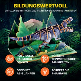 ESC WELT Tyrannosaurus - Dinosaur 3D Puzzle - DIY Wooden Animal Puzzle - 3D Puzzle for Children - Wooden Craft Set for Children - Brain Teaser Wooden Puzzle - Toy Gifts for Christmas