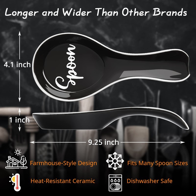 Ceramic Spoon Rest for Stove Top, DAYYET Large Spoon Holder,