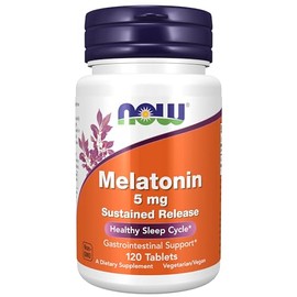NOW Suplementos, Melatonina 5 mg, liberación sostenida, formulado para un período de liberación de 4 horas, 120 tabletas                              