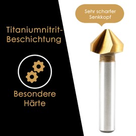 HomeBee® Countersink Made of 6542 HSS Steel - Countersink Wood with 90° Diameter 6.3-20.5 mm - Extremely Sharp - Countersink Set for Wood, Metal and Plastic with Practical Box, Deburring Box, Drill