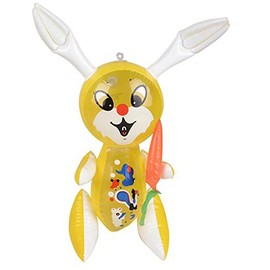 Rhode Island Novelty Large 17" Yellow Inflatable Easter Bunny Rabbit with Carrot Toy Decoration