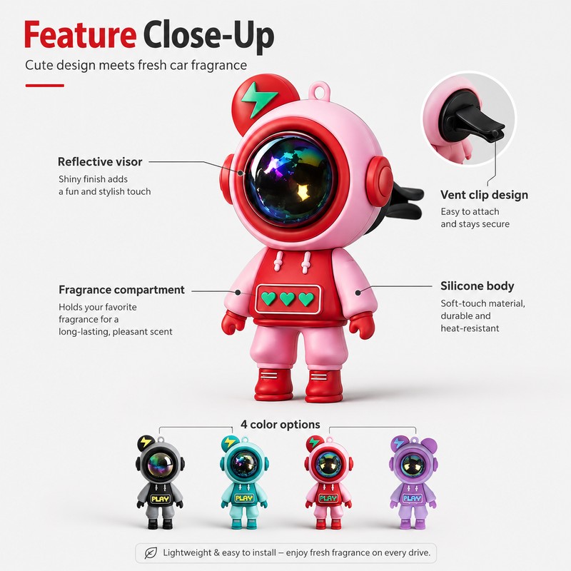 Astronaut Bear Silicone Keychain for Bags & Keys – Lightweight