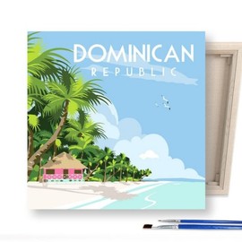 DIY Canvas Painting 25x25cm Landmark Dominican Beach / DIY캔버스형 그림그리기 25x25cm 랜드마크 도미니카 해변