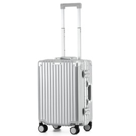 VATILIN 20 Inch Carry On Luggage 22x14x9 Airline Approved with Spinner Wheels,Hard Shell Zipperless Lightweight Small Suitcase with TSA Approved for Travel Business Women Men,Silver