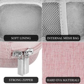 Geekria Shield - Funda para auriculares compatible con Jabra Elite 10 Gen 2, Elite 75t, Elite 65t, Elite10 True Wireless Earbuds, bolsa de transporte de viaje con mosquetón (rosa)