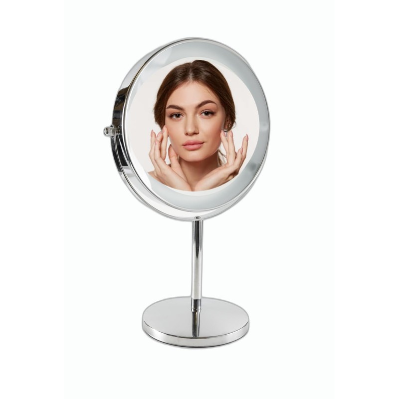 Rechargeable Lighted Makeup Vanity Mirror with Magnification, 8 Inch Double