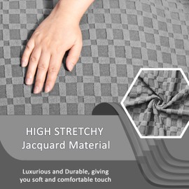 ULTICOR Reclining Love Seat with Middle Console Slipcover, 8-Piece Jacquared Stretch Loveseat Reclining Sofa Covers, 2 seat Loveseat Recliner Cover, Thick, Soft, Washable (Style 2) (Light Grey)