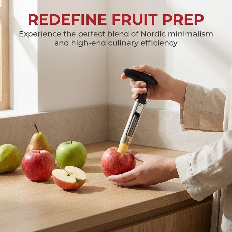 Apple Corer Remover, Stainless Steel Apple Corer with Serrated Blade
