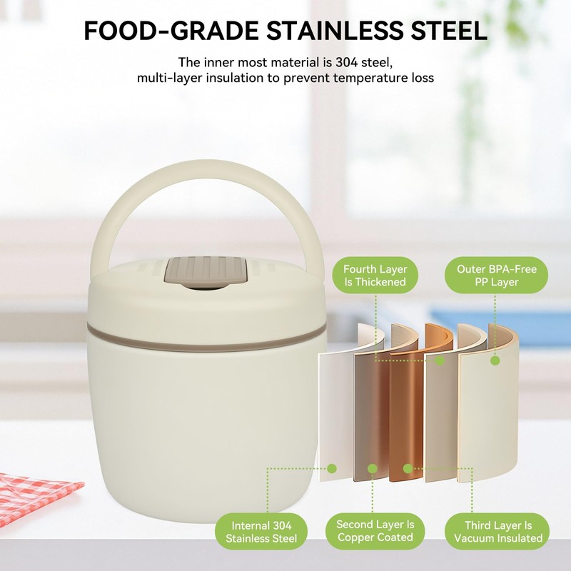 OTraki Thermos per Alimenti Caldi, Contenitore Termico per Alimenti Caldi,
