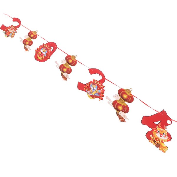 VILLCASE Happy Chinese New Year Banner Backdrop China Spring Festival Lunar New Year Decorations New Years Eve Garland 2024 Party Supplies 2024 Bunting Flag for Dragon Year
