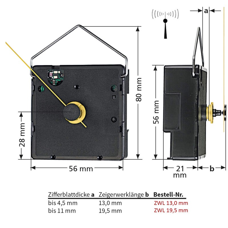 SELVA Radio-Controlled Clock Movement for Wall Clocks GK German Technology