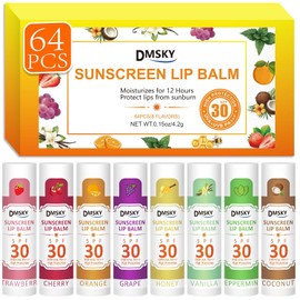 Dmsky Dmsky Spf Bálsamo Labial Bulk 64 Pack, Protector Solar Bálsamo Labial Spf 30, Protección Uva/Uvb De Amplio Espectro, Protector Solar Labial A Granel Tamaño De Viaje