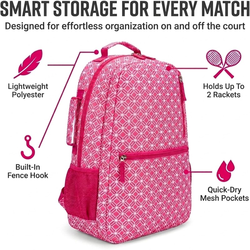 Thorza Tennis Racket Backpack for Women – Lightweight Tennis Bag
